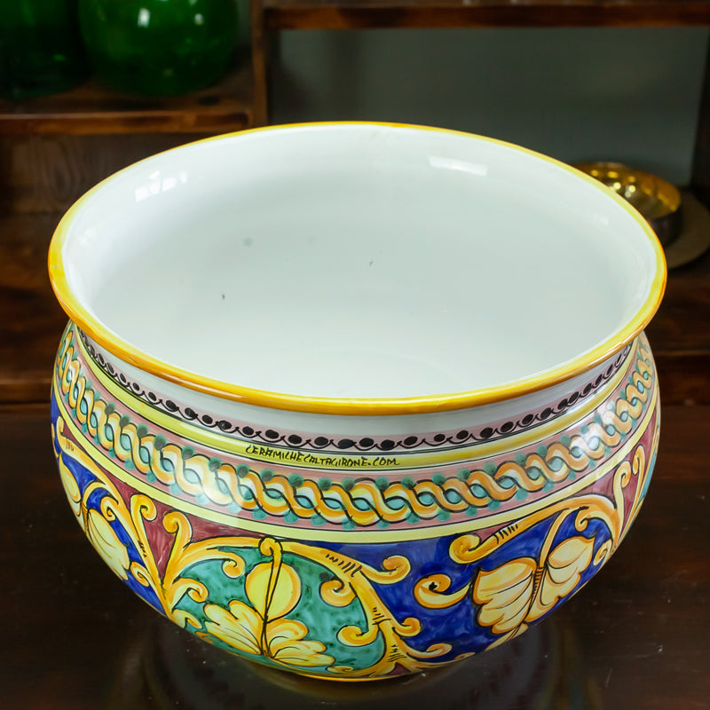 PORTAVASO CERAMICA DI CALTAGIRONE ORNATO MULTICOLOR CM 40