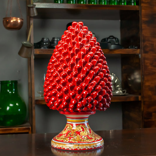 PIGNA SICILIAN CERAMIC CALTAGIRONE RED DECORATED CM 40
