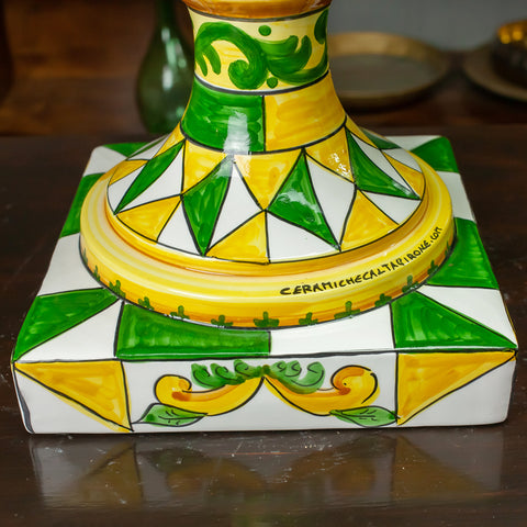 Tannenzapfen Keramik Caltagirone Grünes Blatt 52 cm