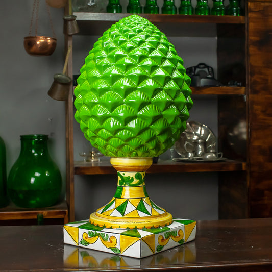 Pinecone Ceramic Caltagirone Green Leaf 52 cm