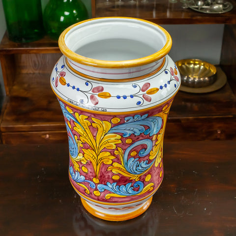 UMBRELLA STAND IN SICILIAN CERAMIC CALTAGIRONE BORDEAUX CM 50