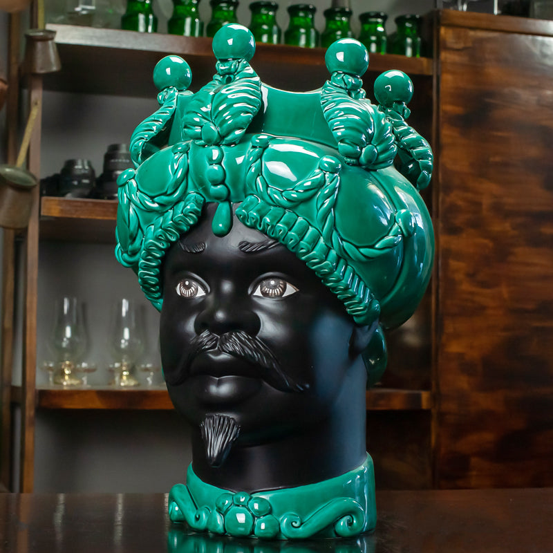 TESTA DI MORO CERAMICA CALTAGIRONE VERUS VERDE ACQUA 45 CM