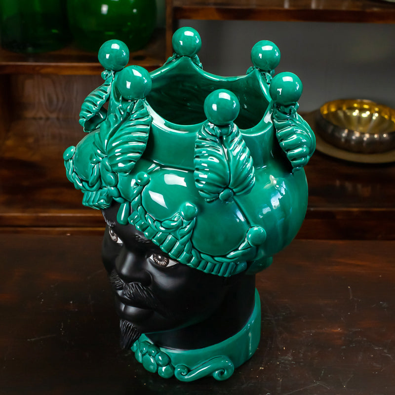 TESTA DI MORO CERAMICA CALTAGIRONE VERUS VERDE ACQUA 45 CM