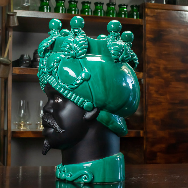 TESTA DI MORO CERAMICA CALTAGIRONE VERUS VERDE ACQUA 45 CM