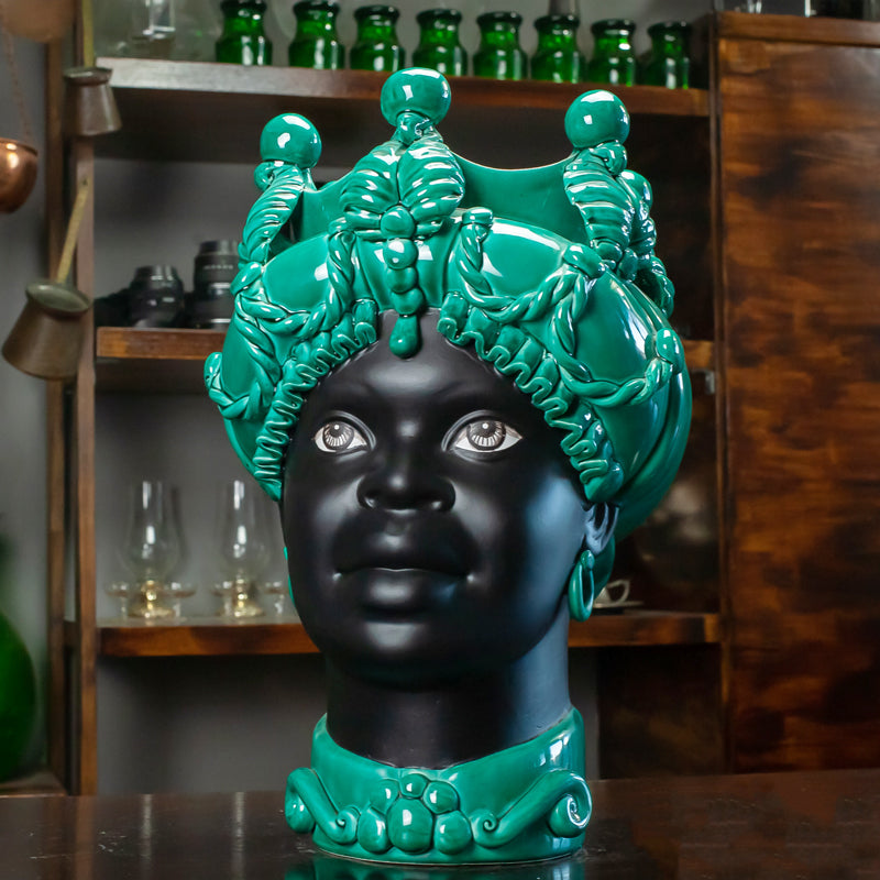 TESTA DI MORO CERAMICA CALTAGIRONE VERUS VERDE ACQUA 45 CM