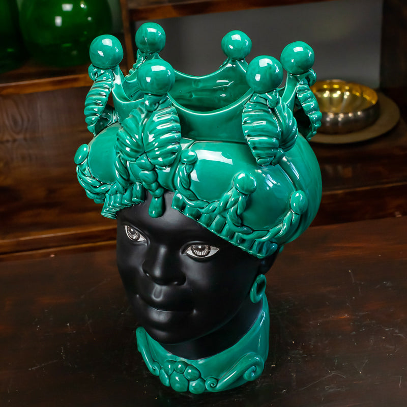 TESTA DI MORO CERAMICA CALTAGIRONE VERUS VERDE ACQUA 45 CM