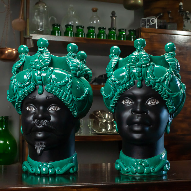 TESTA DI MORO CERAMICA CALTAGIRONE VERUS VERDE ACQUA 45 CM