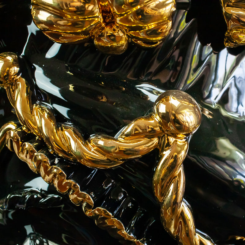 Teste Di Moro Ceramica Siciliana Caltagirone Nero e Oro 48 cm