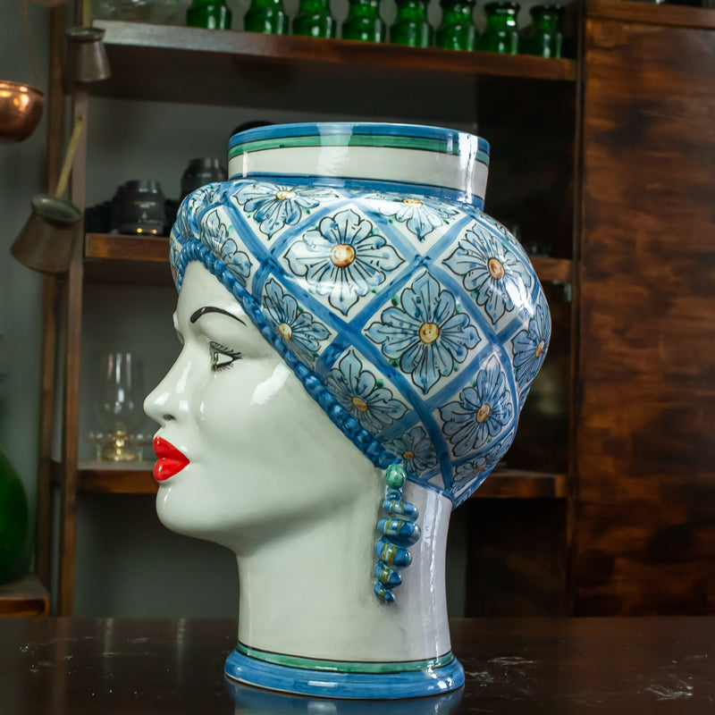 TESTA DI MORO SICILIANA CALTAGIRONE FIORI 40 CM
