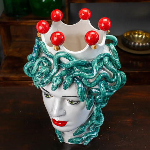 TESTA MORO CERAMICA SICILIANA CALTAGIRONE MEDUSA CM 40