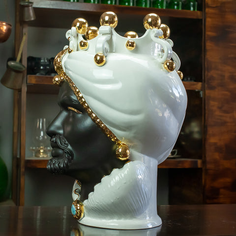CALTAGIRONE EN CÉRAMIQUE SICILIENNE BRUN FONCÉ "SHINE LUXURY" 42 CM