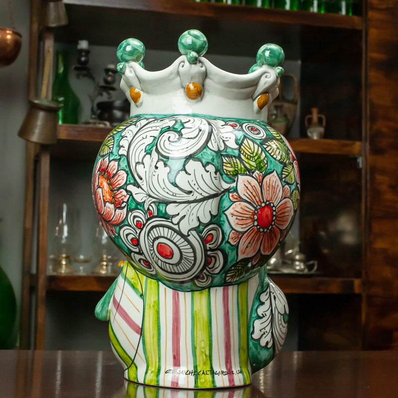 TESTA DI MORO CERAMICA SICILIANA CALTAGIRONE VERDE FIORE CM 35