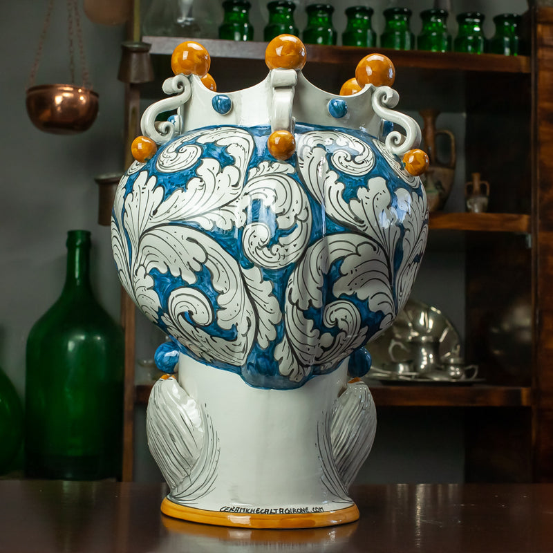 TESTA DI MORO IN CERAMICA SICILIANA DI CALTAGIRONE BLU FANTASIA 42 CM