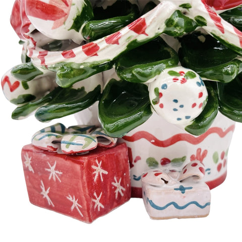 SICILIAN CERAMIC CHRISTMAS TREE CALTAGIRONE RED 28 CM