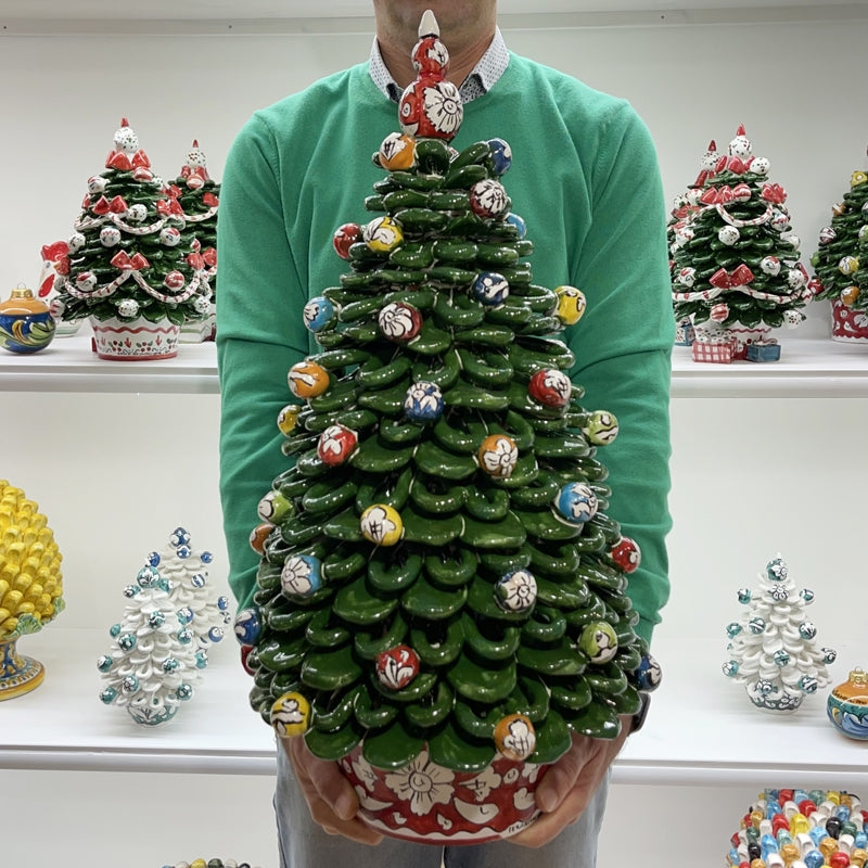 ALBERO DI NATALE IN CERAMICA SICILIANA CALTAGIRONE VERDE 60 CM