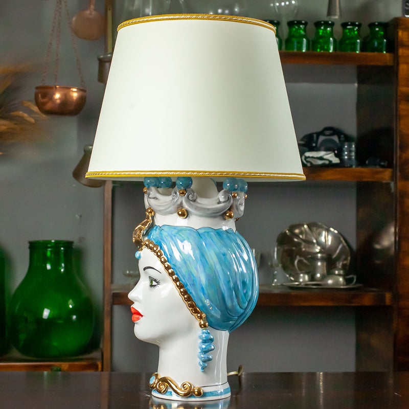 LUME HEAD CERAMIC CALTAGIRONE WOMAN LUXURY MOTHER OF PEARL CM 62