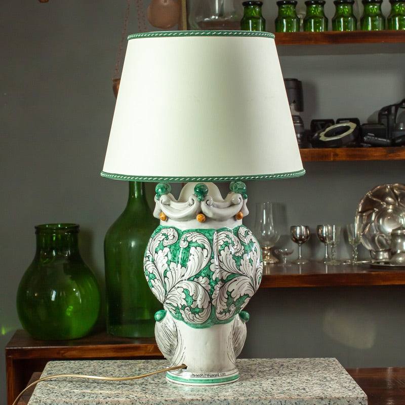 LÁMPARA DE CERÁMICA DE MUJER CALTAGIRONE VERDE CM 62