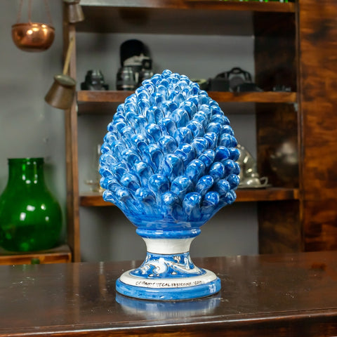 BLEU CALTAGIRONE PIGNA EN CÉRAMIQUE SICILIENNE CM 32