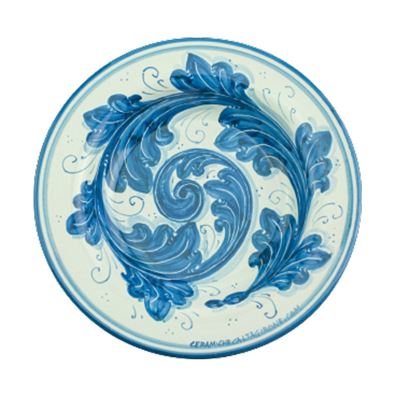 CALTAGIRONE BLUE ORNATED SICILIAN CERAMIC PLATE SET - 3 PIECES