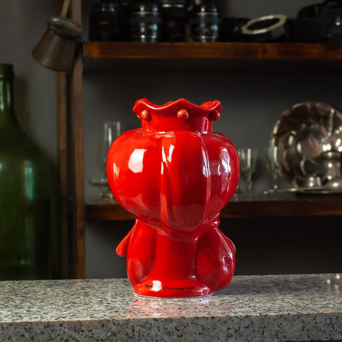 CABEZA DE CERÁMICA SICILIA CALTAGIRONE ROJA CON TURBANTE CM 23